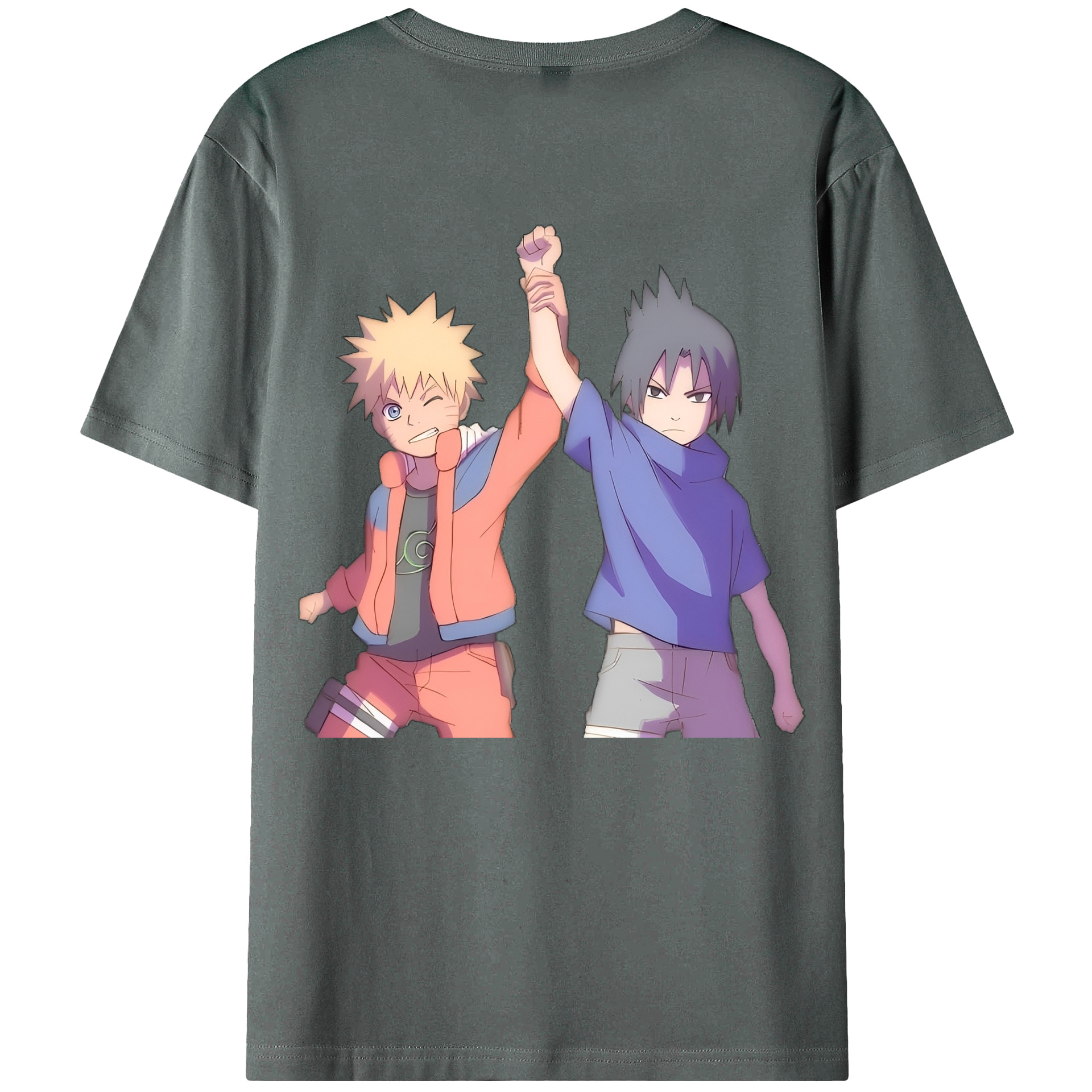 （画像用） NARUTO -ナルト- うちは サスケ Uchiha Sasuke 綿100％ メンズ半袖Tシャツ（バックプリント） 通気性